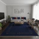 Solid Blue Border Patterns Hand Loomed Wool Area Rug
