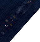 Hand Loomed Blue Wool Area Rug - Red and White Border Patterns by The Rug Decor