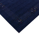Hand Loomed Blue Wool Area Rug - Red and White Border Patterns by The Rug Decor
