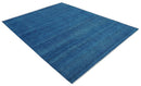 Solid Blue Hand Knotted Wool Area Rug 8x10 - Contemporary