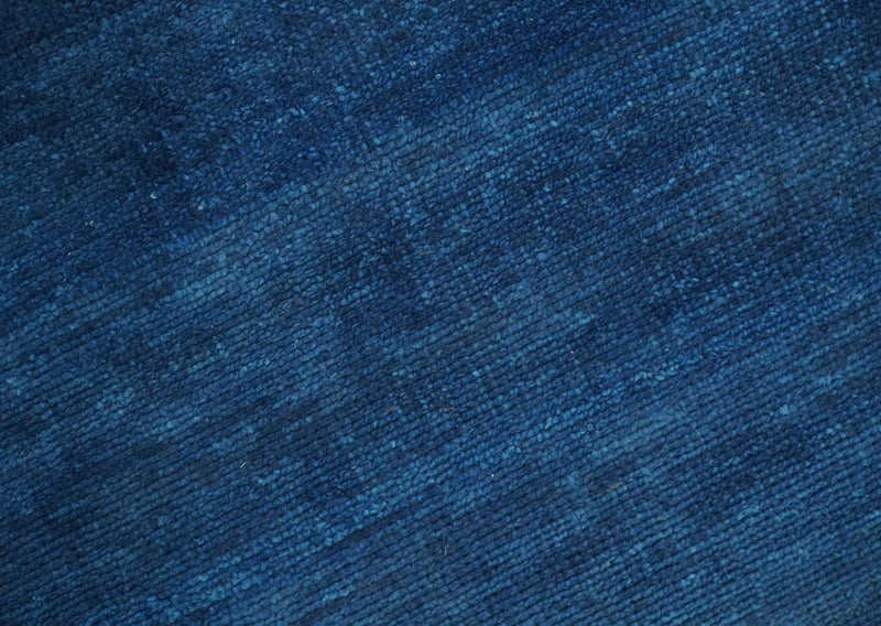 Solid Blue Hand Knotted Wool Area Rug 8x10 - Contemporary, photo 8 of 14