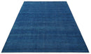 Solid Blue Hand Knotted Wool Area Rug 8x10 - Contemporary