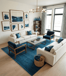 Solid Blue Hand Knotted Wool Area Rug 8x10 - Contemporary