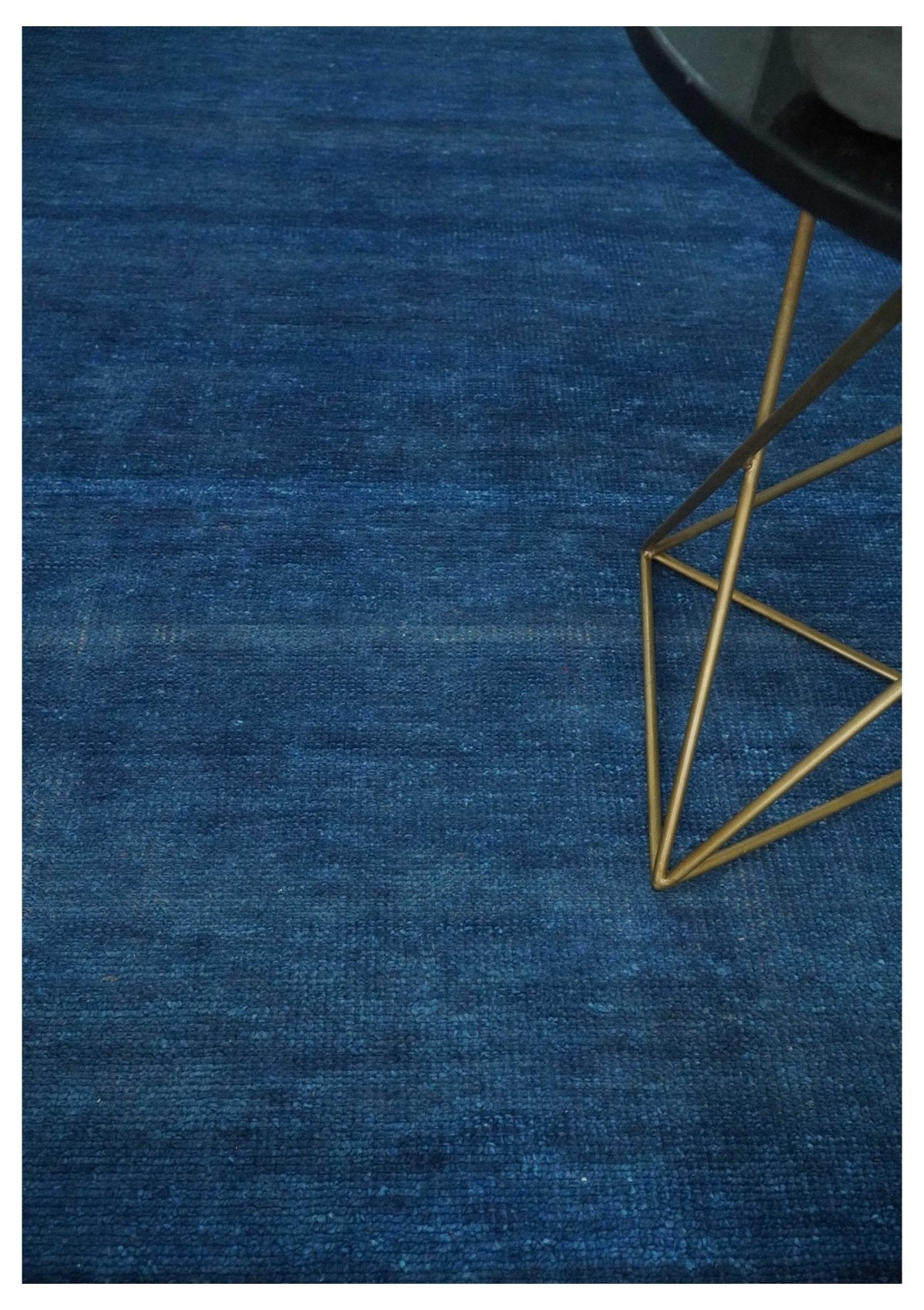 Solid Blue Hand Knotted Wool Area Rug 8x10 - Contemporary, photo 6 of 14