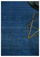 Solid Blue Hand Knotted Wool Area Rug 8x10 - Contemporary