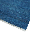 Solid Blue Hand Knotted Wool Area Rug 8x10 - Contemporary