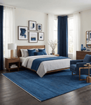 Solid Blue Hand Knotted Wool Area Rug 8x10 - Contemporary