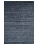 Solid Blue Scandinavian 5x7 Blended Bamboo Silk Flatwoven Area Rug, Dinning, Kids Rug | HL42