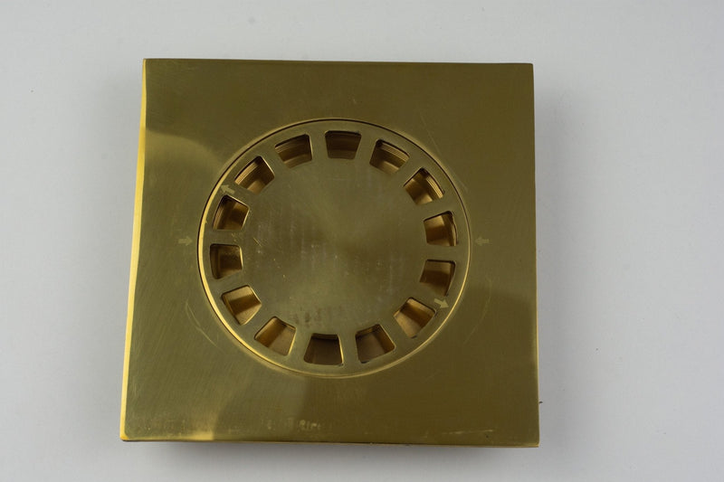 Solid Brass Floor Drain, Unlacquered Square Shower Drain