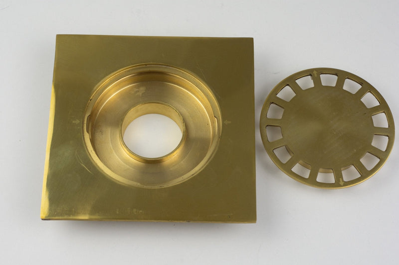 Solid Brass Floor Drain, Unlacquered Square Shower Drain