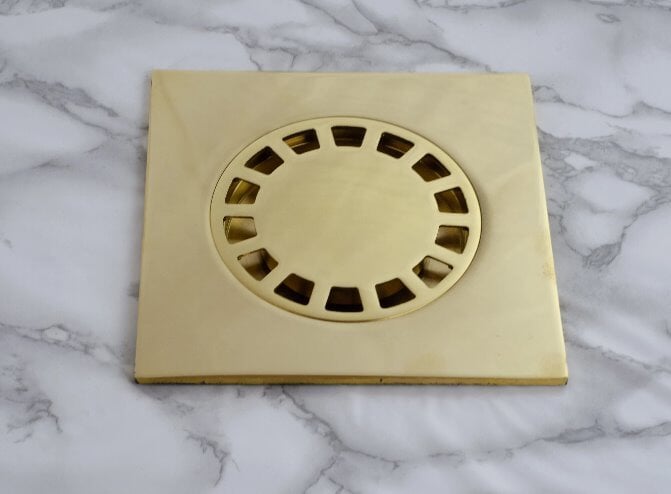 Solid Brass Floor Drain, Unlacquered Square Shower Drain