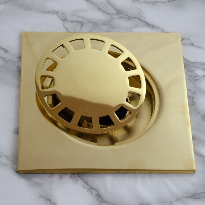 Solid Brass Floor Drain, Unlacquered Square Shower Drain