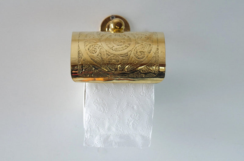 Solid Brass Toilet Paper Holder, Handcrafted Powder Room Roll Holder