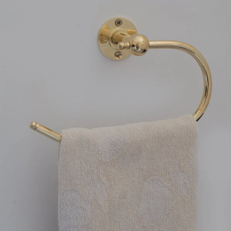 Solid Brass Towel Holder, Handcrafted Powder Room Holder