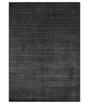 Solid Charcoal Black Scandinavian 5x7 Blended Wool Flatwoven Area Rug | HL13