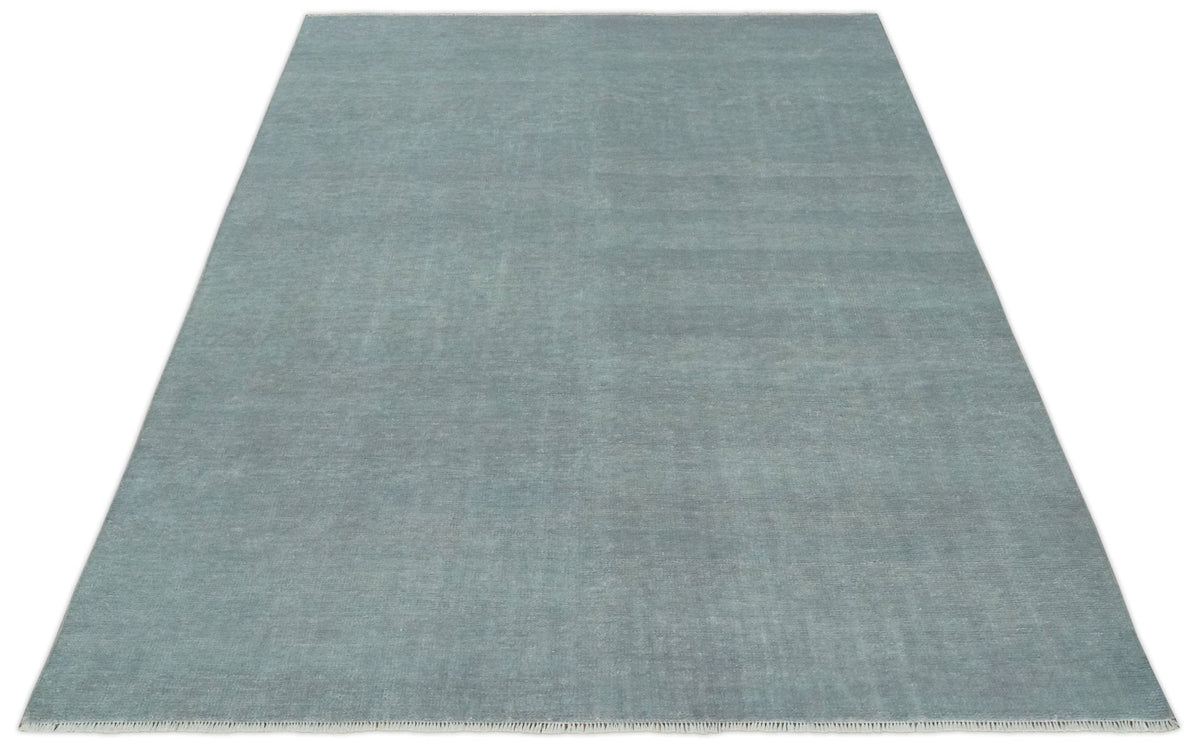 Solid Gray Hand Knotted Wool Area Rug - Modern Contemporary Artisanal Weave Design, photo 13 of 13