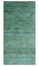 Solid Green Hand knotted Contemporary Custom Made wool Area Rug