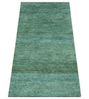 Solid Green Hand knotted Contemporary Custom Made wool Area Rug