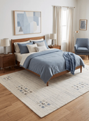 Ivory Hand Loomed Wool Area Rug With Geometric Border Pattern by The Rug Decor