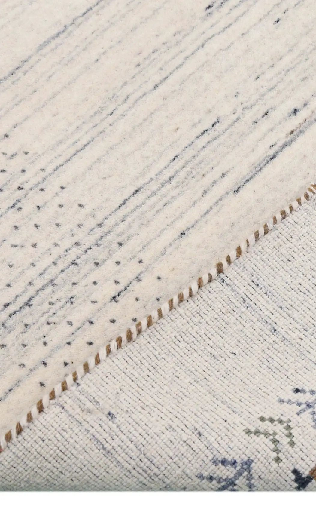 Ivory Hand Loomed Wool Area Rug With Geometric Border Pattern, photo 9 of 12