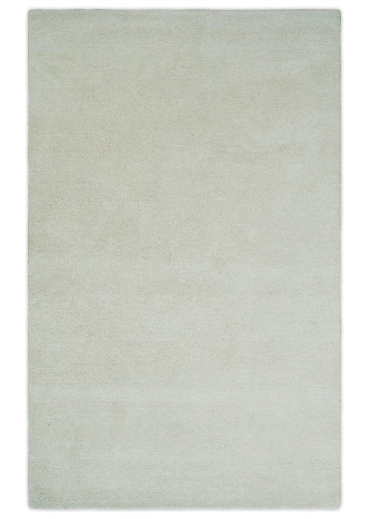 Ivory White Hand Tufted Wool Area Rug - Custom Layering Size