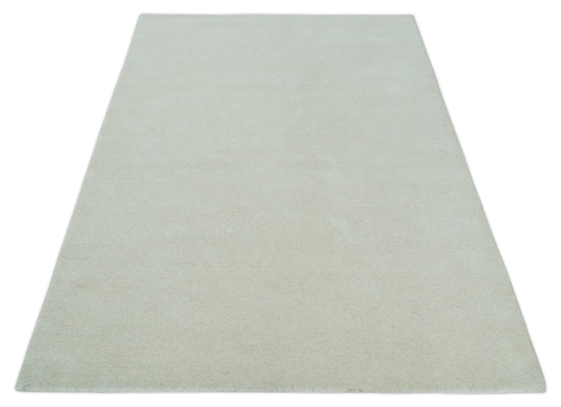 Custom Made Solid Ivory White Hand Tufted Layering Rug