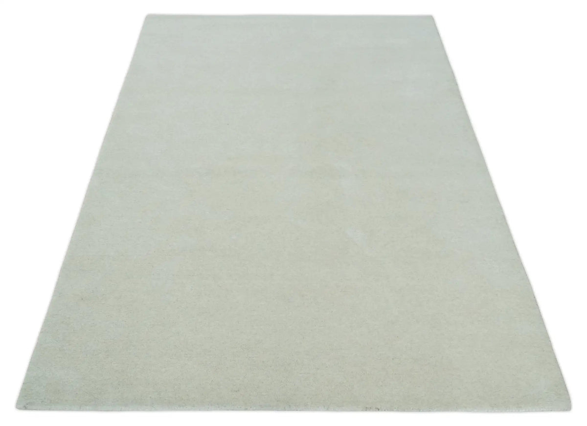 Ivory White Hand Tufted Wool Area Rug - Custom Layering Size, photo 11 of 11