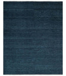 Solid Midnight Blue Hand knotted Modern 8x10 wool Area Rug