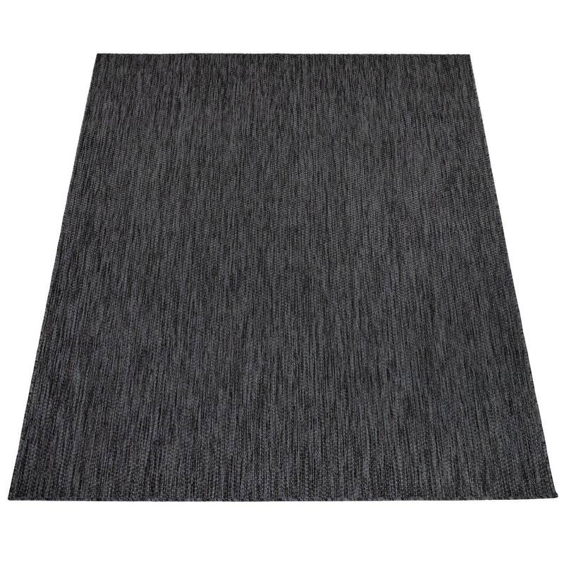 Solid Outdoor Rug for Patio or Balcony weatherproof in Mottled Anthracite