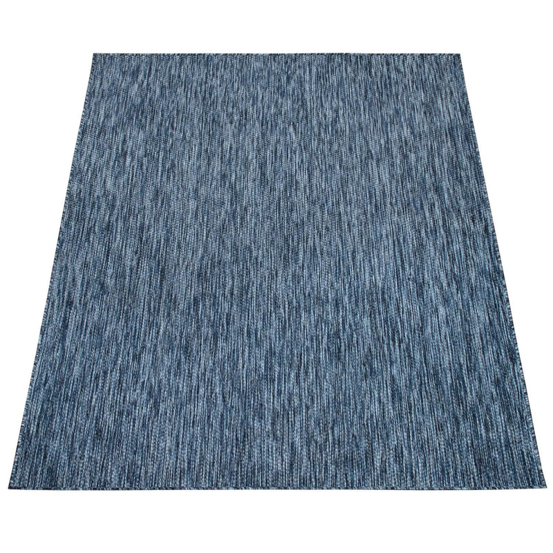 Solid Outdoor Rug for Patio or Balcony weatherproof in Mottled Blue
