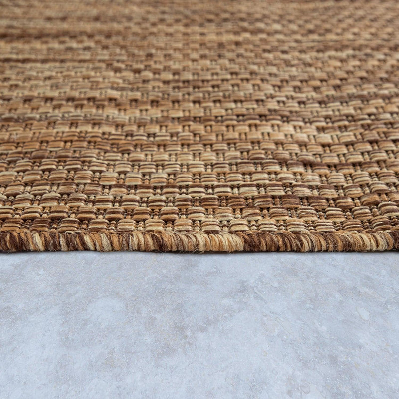 Solid Outdoor Rug for Patio or Balcony weatherproof in Mottled Brown Beige