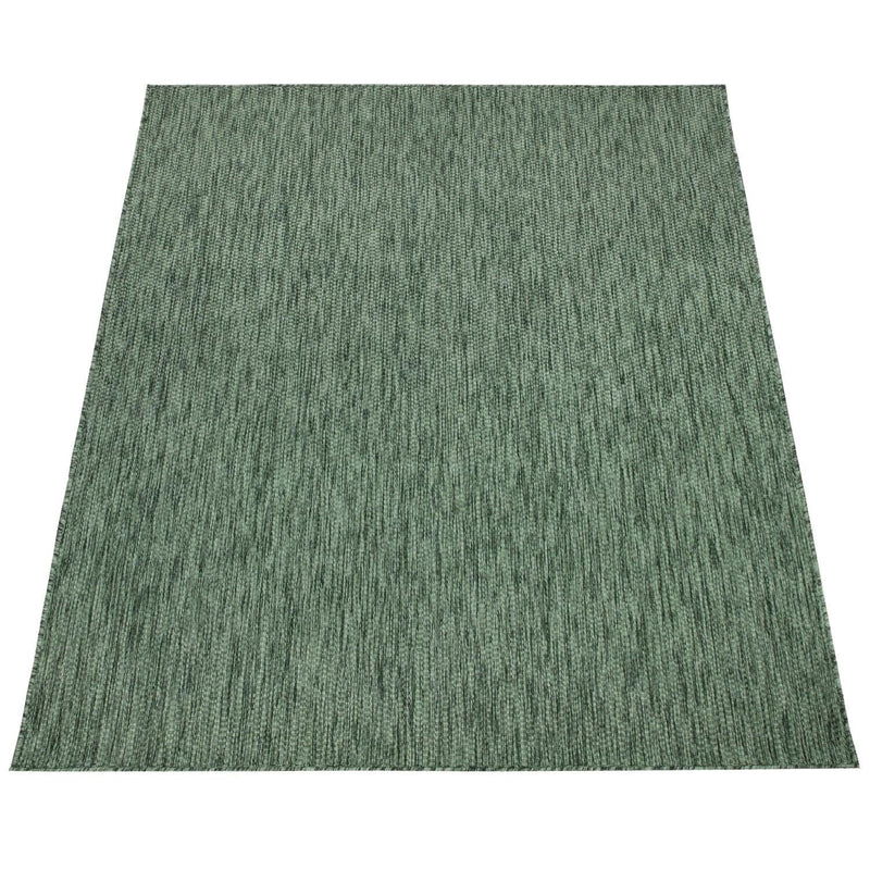 Solid Outdoor Rug for Patio or Balcony weatherproof in Mottled Dark Green