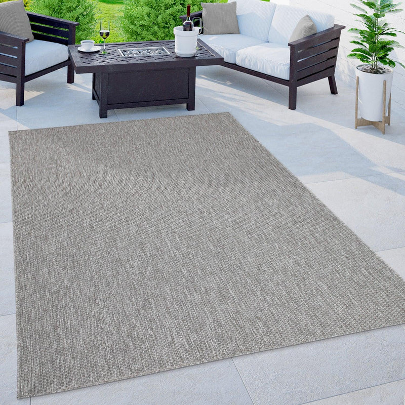 Solid Outdoor Rug for Patio or Balcony weatherproof in Mottled Grey