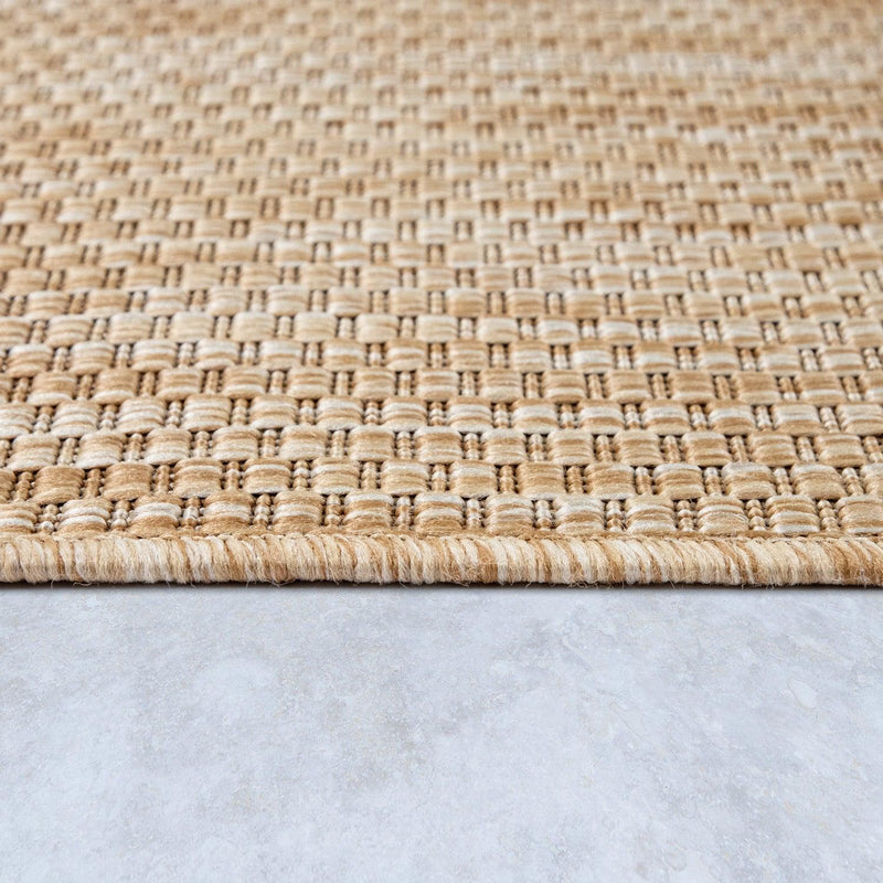 Solid Outdoor Rug for Patio or Balcony weatherproof Mottled Light-Brown Beige