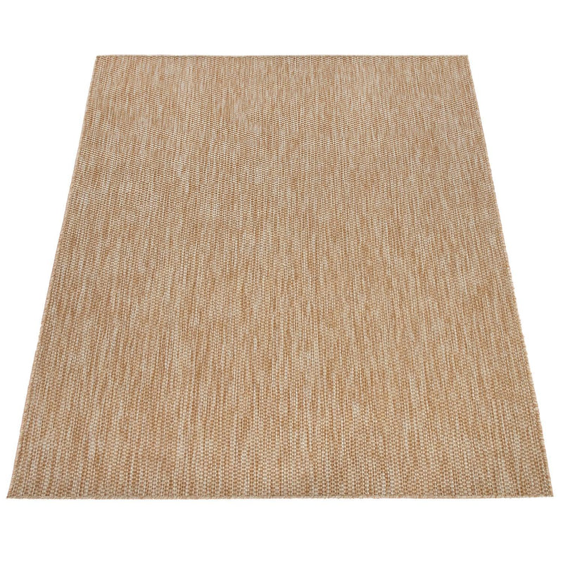 Solid Outdoor Rug for Patio or Balcony weatherproof Mottled Light-Brown Beige