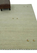 Solid Plain Beige and Charcoal Hand loom 4.6x7 wool area Rug by The Rug Decor
