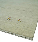 Solid Plain Beige and Charcoal Hand loom 4.6x7 wool area Rug by The Rug Decor