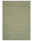 Solid Plain Beige and Charcoal Hand loom 4.6x7 wool area Rug by The Rug Decor