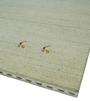 Solid Plain Beige and Charcoal Hand loom Multi size wool area Rug