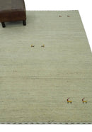 Solid Plain Beige and Charcoal Hand loom Multi size wool area Rug