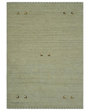 Solid Plain Beige and Charcoal Hand loom Multi size wool area Rug