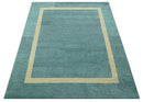 Solid Plain Blue Modern Hand Tufted 8x10 wool area rug