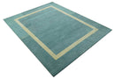 Solid Plain Blue Modern Hand Tufted 8x10 wool area rug