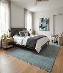 Gray Hand-Knotted Wool Area Rug 8x10 - Solid Modern Contemporary Design Style