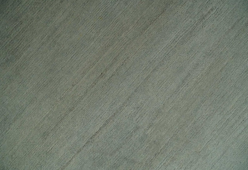 Solid Plain Ivory and Charcoal 5.6x8 wool and Art Silk Area Rug