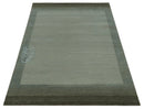 Solid Plain Ivory and Charcoal 5.6x8 wool and Art Silk Area Rug