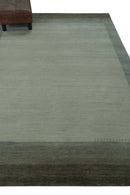 Solid Plain Ivory and Charcoal 5.6x8 wool and Art Silk Area Rug