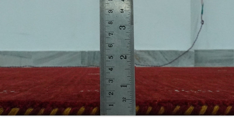 Solid Plain Maroon Geometrical Design Hand loom 4.6x7 wool area Rug