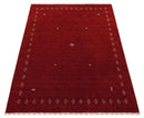 Solid Plain Maroon Geometrical Design Hand loom 4.6x7 wool area Rug