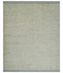 Solid plane Beige Hand Knotted 8.7x9.8 Wool Area Rug by The Rug Decor